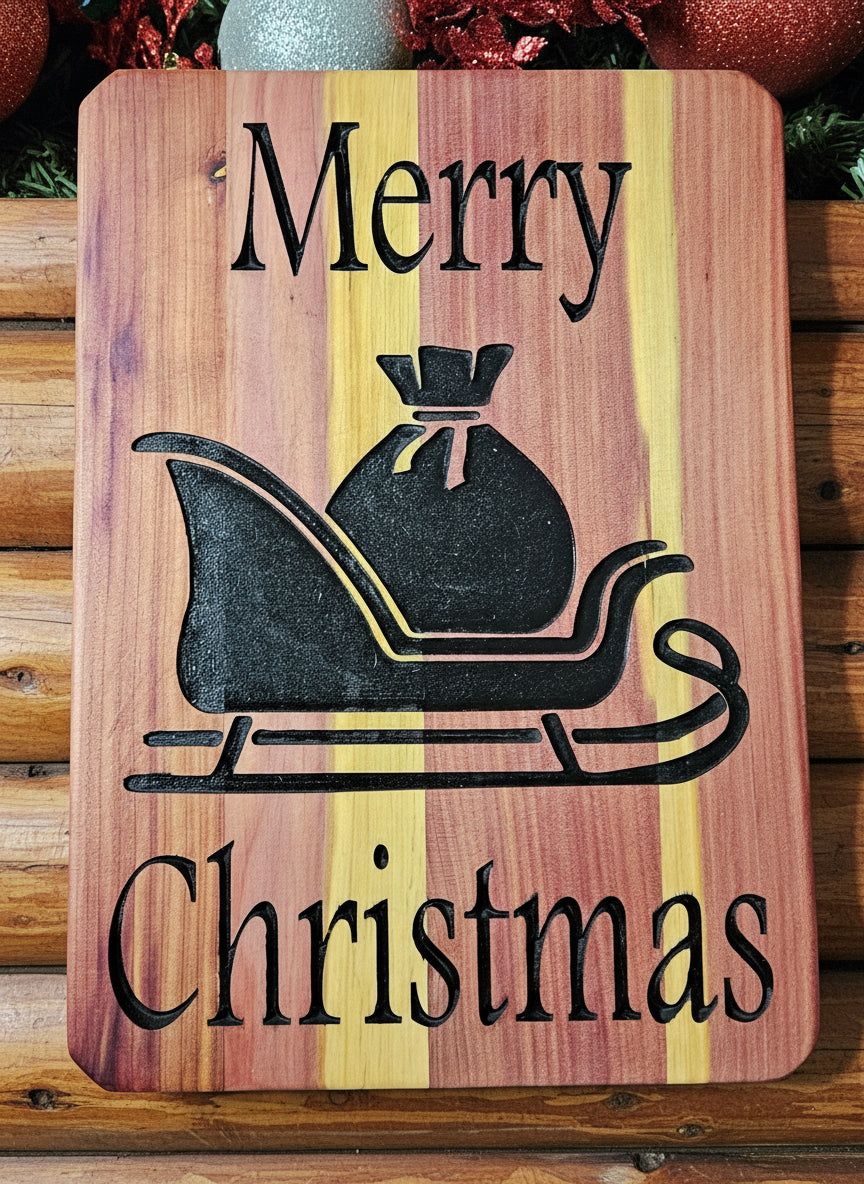 Merry Christmas - Sleigh Sign